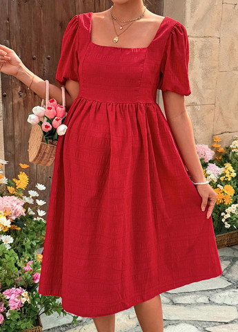 Червона кежуал сукня для вагітних кльош SHEIN однотонна