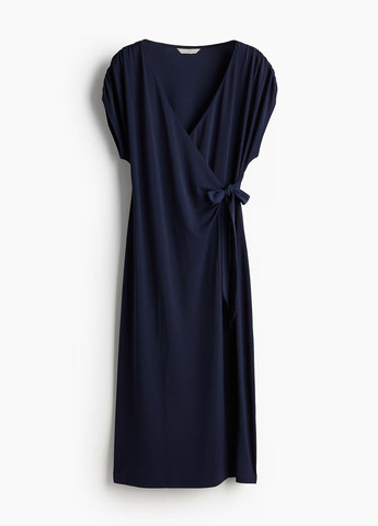 Темно-синее кэжуал платье на запах H&M однотонное