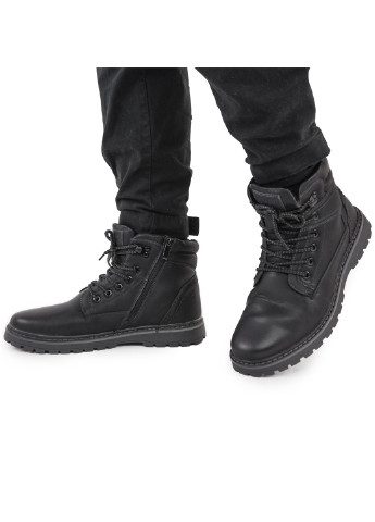 Черные зимние ботинки мужские зимние из кожзама черные (1259902762) Dual