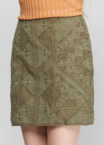 Оливковая (хаки) кэжуал однотонная юбка Massimo Dutti