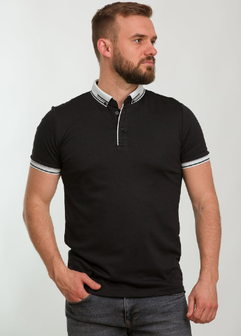 Черная футболка-поло для мужчин Trend Collection однотонная
