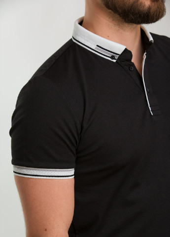Черная футболка-поло для мужчин Trend Collection однотонная