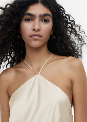 Айвори кэжуал платье платье-комбинация, с открытыми плечами, с открытой спиной H&M однотонное