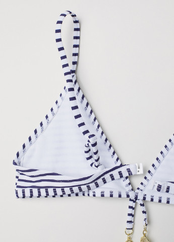 Купальный лиф H&M бикини полоска белый пляжный эластан, полиамид
