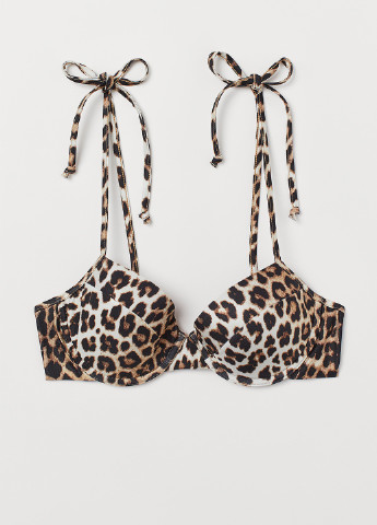 Купальный лиф H&M бикини леопардовый коричневый пляжный полиэстер