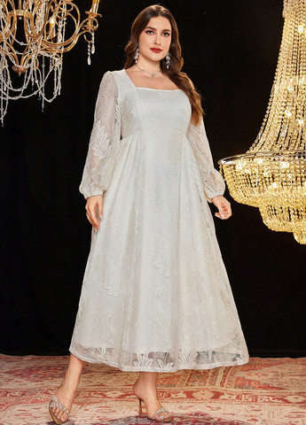 Кремова святковий, вечірня сукня а-силует SHEIN однотонна