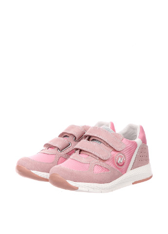 Детские розовые осенние кроссовки Naturino на липучке с логотипом для девочки