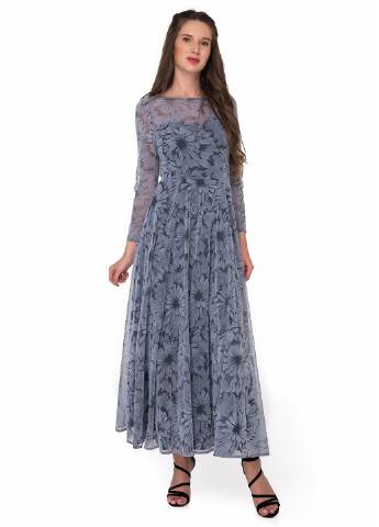 Серое кэжуал платье клеш Arefeva с цветочным принтом