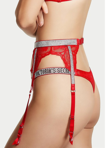 Червоний демісезонний комплект (бюстгальтер, пояс) Victoria's Secret