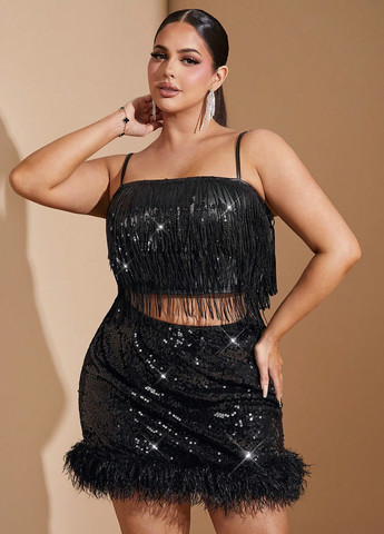 Черная вечерний, коктейльный однотонная юбка SHEIN