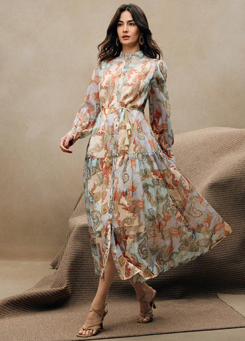 Комбинированное праздничный, кэжуал платье а-силуэт, рубашка SHEIN турецкие огурцы