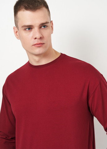 Лонгслів Shik однотонний бордовий кежуали бавовна, трикотаж