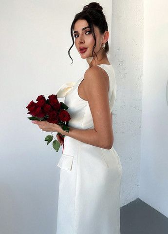 Айворі святковий, коктейльна, кежуал сукня а-силует SHEIN однотонна