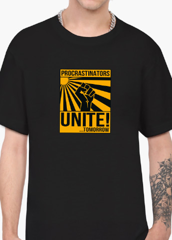 Чорна футболка чоловіча прокрастинатори об'єднуються завтра (9223-2028-1) xxl MobiPrint
