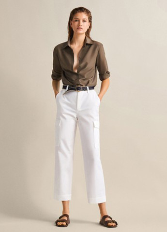 Белые кэжуал летние карго брюки Massimo Dutti