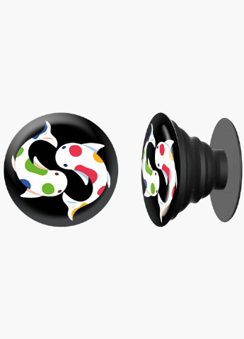 Попсокет (Popsockets) держатель для смартфона Рыбки (Fishes) (8754-1796) Черный MobiPrint (216836569)