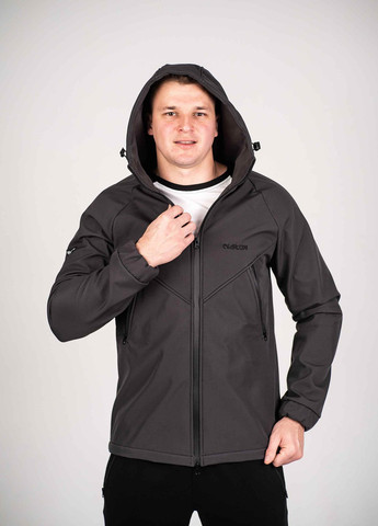 Темно-серая демисезонная куртка мужская protection soft shell dark графит Custom Wear