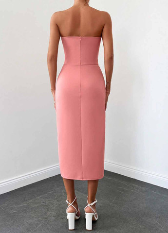 Рожева коктейльна, вечірня сукня з відкритими плечима SHEIN однотонна
