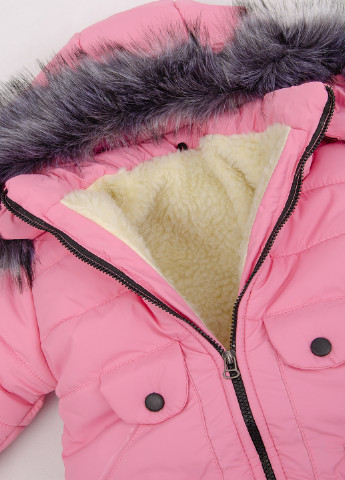 Розовая демисезонная куртка відчепний мех "настя" Vestes