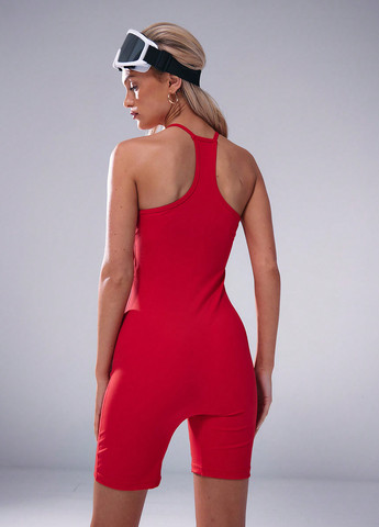 Комбинезон SHEIN комбинезон-шорты однотонный красный спортивный полиамид