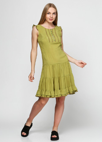Оливково-зеленое кэжуал платье Ruta-S однотонное