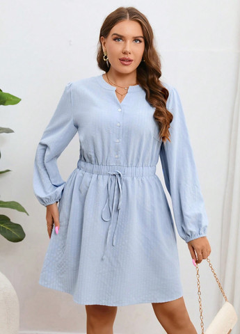 Голубое кэжуал платье а-силуэт SHEIN однотонное