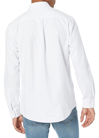 Белая кэжуал рубашка однотонная Amazon Essentials