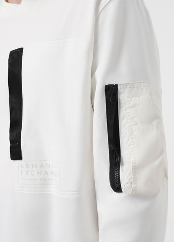 Білий світшот Armani Exchange напис без декору (365688619)