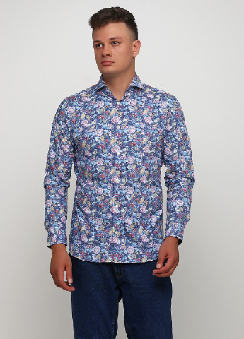 Светло-синяя кэжуал рубашка с цветами Selected