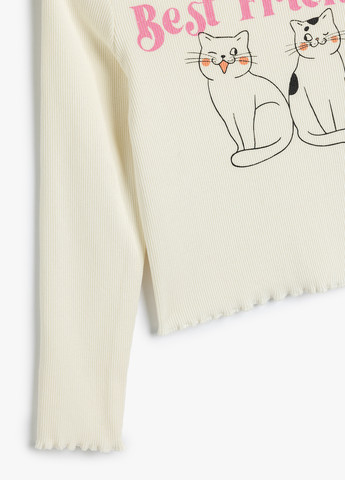 Молочный демисезонный кэжуал лонгслив KOTON с кошками