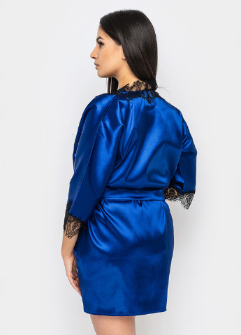Синий демисезонный комплект (халат, топ, шорты) Ghazel