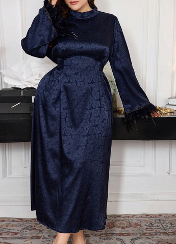 Темно-синя кежуал сукня SHEIN однотонна