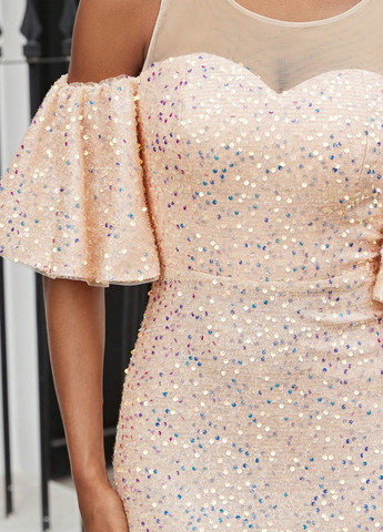 Кремова вечірня сукня годе, з відкритими плечима SHEIN однотонна