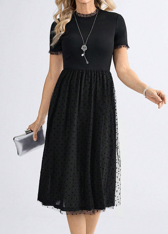 Чорна святковий, вечірня сукня кльош SHEIN однотонна