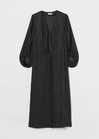 Чорна кежуал сукня, сукня на запах, кльош H&M однотонна
