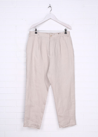 Светло-бежевые кэжуал демисезонные со средней талией брюки Zara