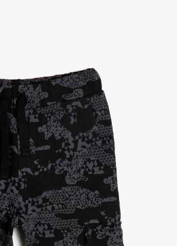 Штани KOTON джогери абстрактні темно-сірі спортивні трикотаж, бавовна