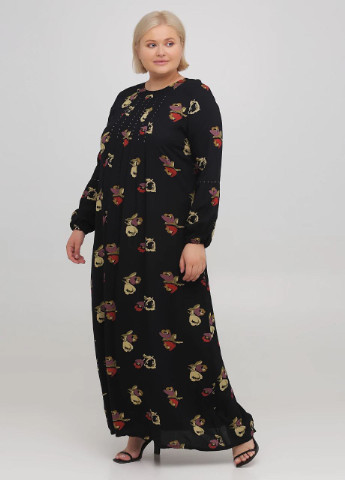 Черное повседневный платье Juliet de Luxe с цветочным принтом