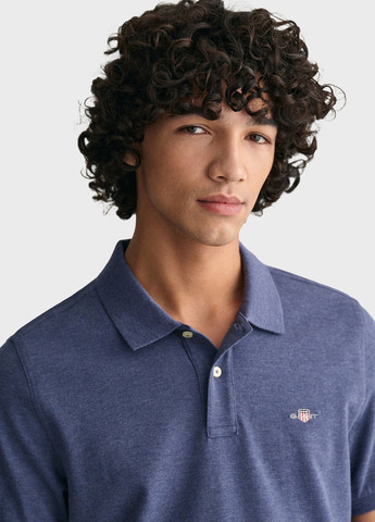 Синяя футболка-поло для мужчин Gant однотонная
