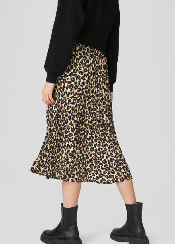 Бежевая кэжуал леопардовая юбка C&A