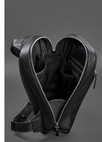 Кожаный мужской рюкзак (сумка-слинг) на одно плечо Chest Bag черный BlankNote (235752582)