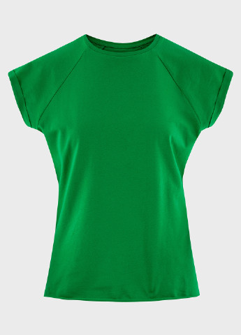 Зеленая летняя футболка с коротким рукавом Oodji