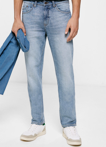 Голубые демисезонные зауженные джинсы Springfield