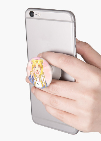 Попсокет (Popsockets) держатель для смартфона Сейлор Мун (Sailor Moon) (8754-2925) Черный MobiPrint (229014785)