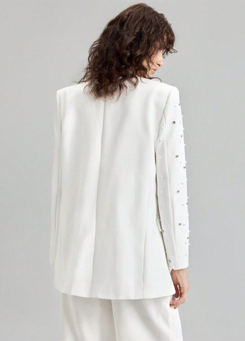 Белый женский жакет SHEIN однотонный - демисезонный
