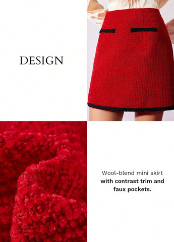 Красная кэжуал колор блок юбка SHEIN а-силуэта (трапеция)