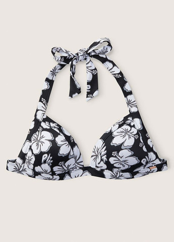 Черно-белый демисезонный купальник (лиф, трусики, юбка) раздельный, халтер Victoria's Secret