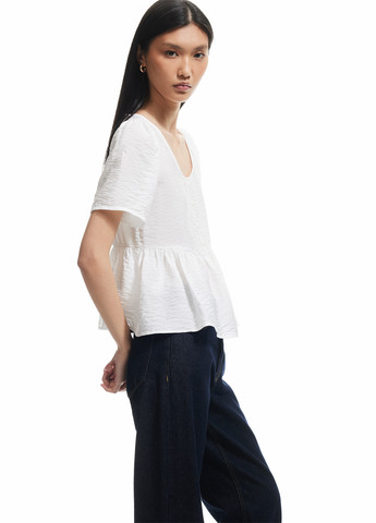 Белая блуза с баской KOTON