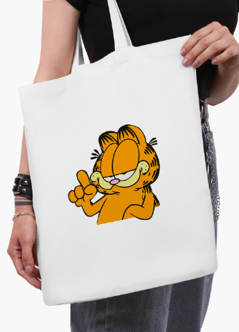 Еко сумка шоппер біла Гарфілд (Garfield) (9227-1945-WT-2) екосумка шопер 41*35 см MobiPrint (219111093)
