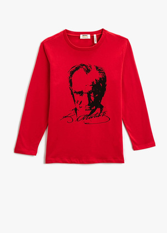 Красный демисезонный кэжуал лонгслив KOTON с рисунком